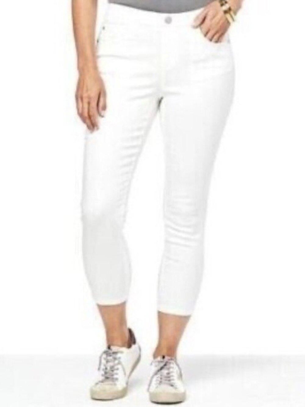 Skinnygirl Skinny Crop White Jeans Injeanious Stretch Pull-On Mid Rise Pant